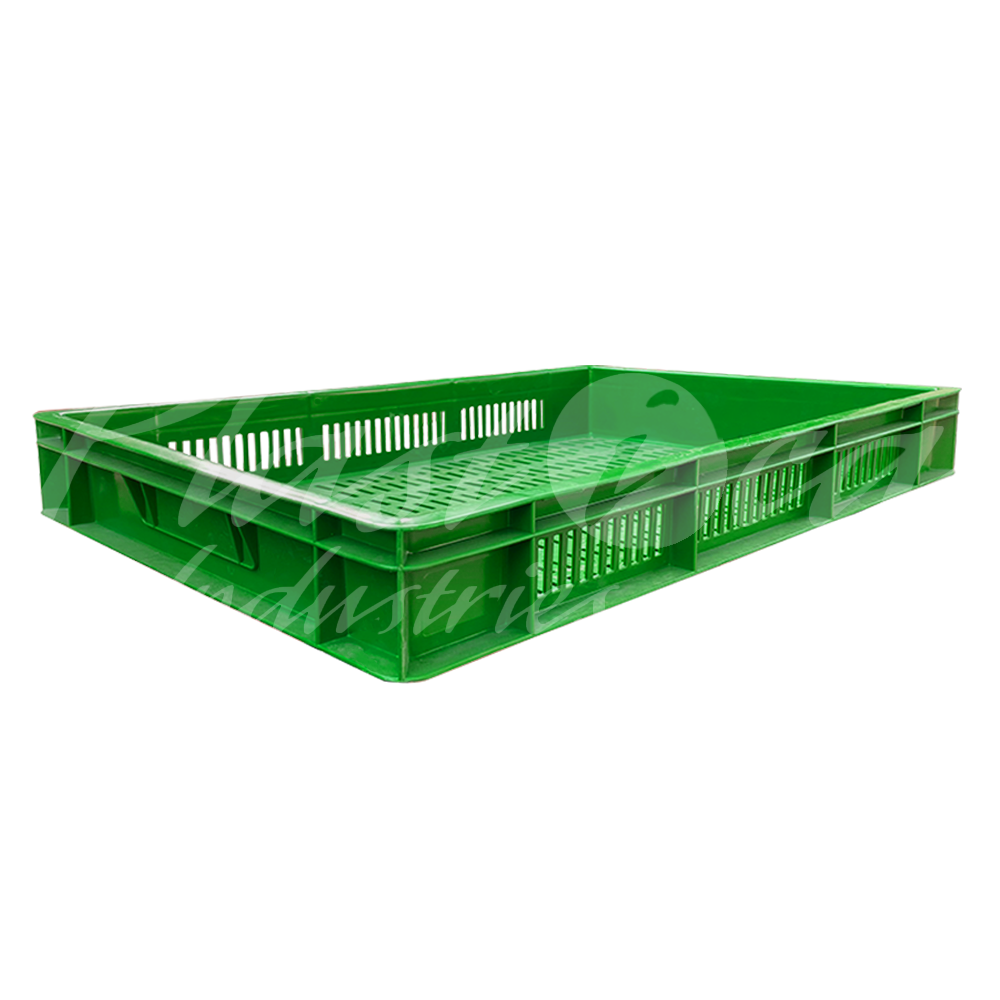 Plastic Storage Crate 600x400x80mm Stackable Food Grade Ventilated Catering Crate Heavy Duty