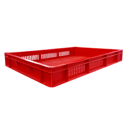 Plastic Storage Crate 600x400x80mm Stackable Food Grade Ventilated Catering Crate Heavy Duty