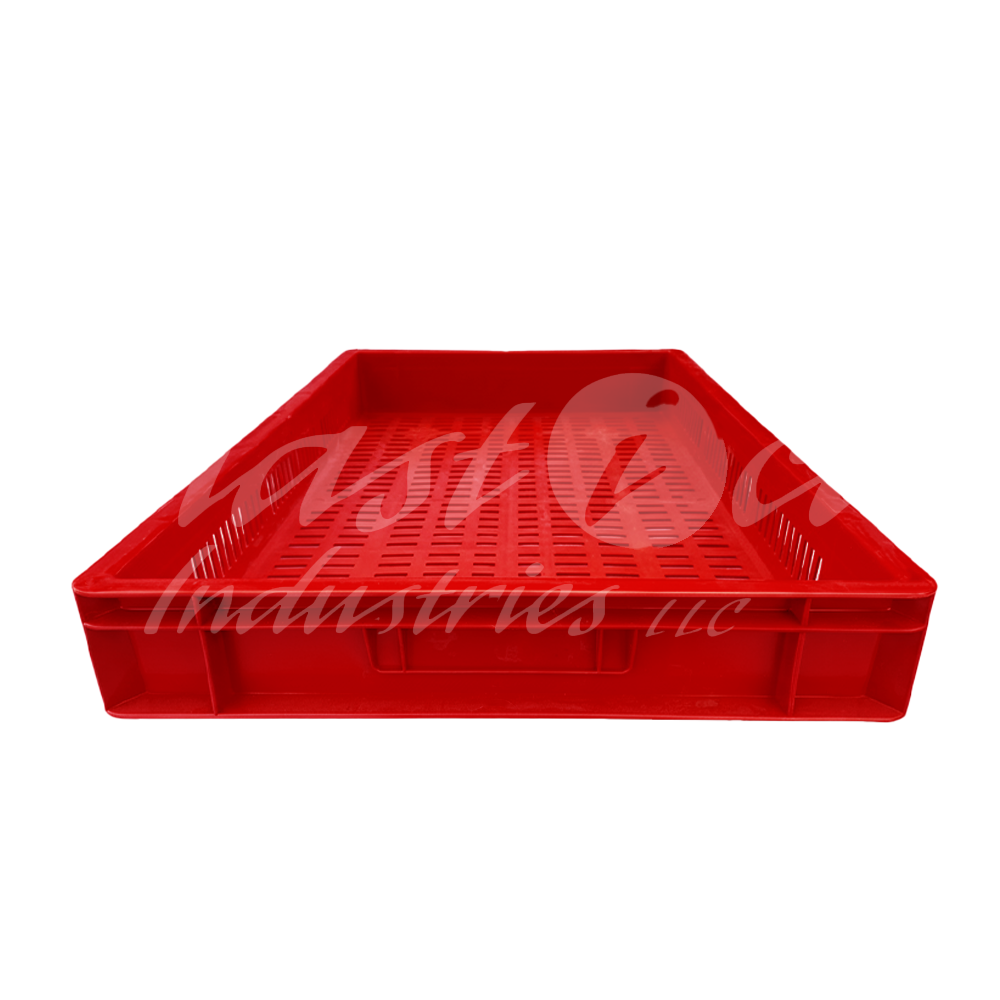 Plastic Storage Crate 600x400x80mm Stackable Food Grade Ventilated Catering Crate Heavy Duty