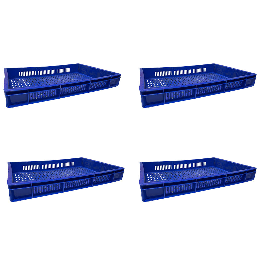 Catering Ventilated Crate Storage Crate Storage Box Organizer Bin Stackable Basket Heavy Duty Reinforced Walls Anti-Slip Grid Base UV Stabilized Fade-Resistant Easy Handling for Catering Food Storage Transport – 600 x 400 x 80 mm 19 L