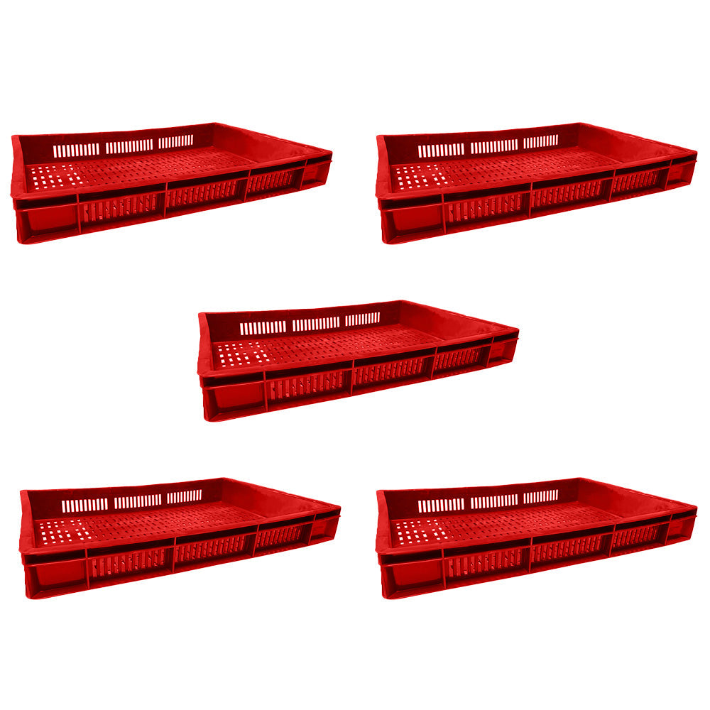 Catering Ventilated Crate Storage Crate Storage Box Organizer Bin Stackable Basket Heavy Duty Reinforced Walls Anti-Slip Grid Base UV Stabilized Fade-Resistant Easy Handling for Catering Food Storage Transport – 600 x 400 x 80 mm 19 L