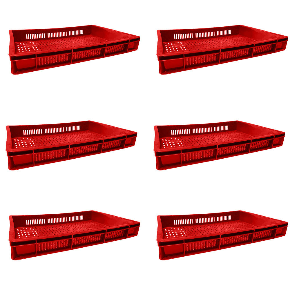 Catering Ventilated Crate Storage Crate Storage Box Organizer Bin Stackable Basket Heavy Duty Reinforced Walls Anti-Slip Grid Base UV Stabilized Fade-Resistant Easy Handling for Catering Food Storage Transport – 600 x 400 x 80 mm 19 L