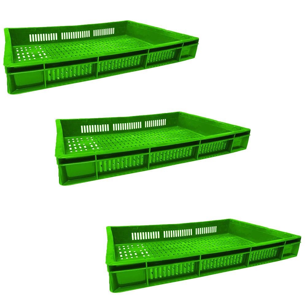 Catering Ventilated Crate Storage Crate Storage Box Organizer Bin Stackable Basket Heavy Duty Reinforced Walls Anti-Slip Grid Base UV Stabilized Fade-Resistant Easy Handling for Catering Food Storage Transport – 600 x 400 x 80 mm 19 L