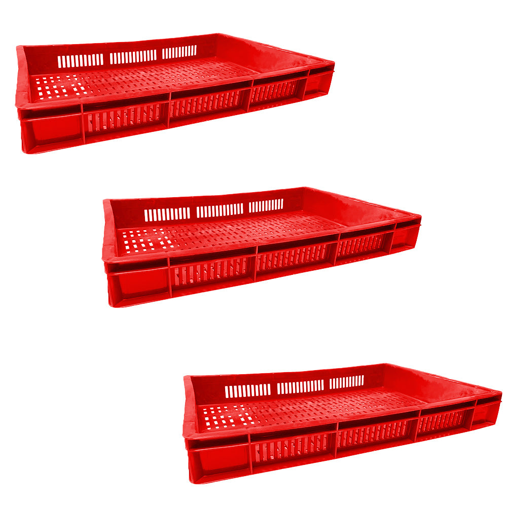 Catering Ventilated Crate Storage Crate Storage Box Organizer Bin Stackable Basket Heavy Duty Reinforced Walls Anti-Slip Grid Base UV Stabilized Fade-Resistant Easy Handling for Catering Food Storage Transport – 600 x 400 x 80 mm 19 L