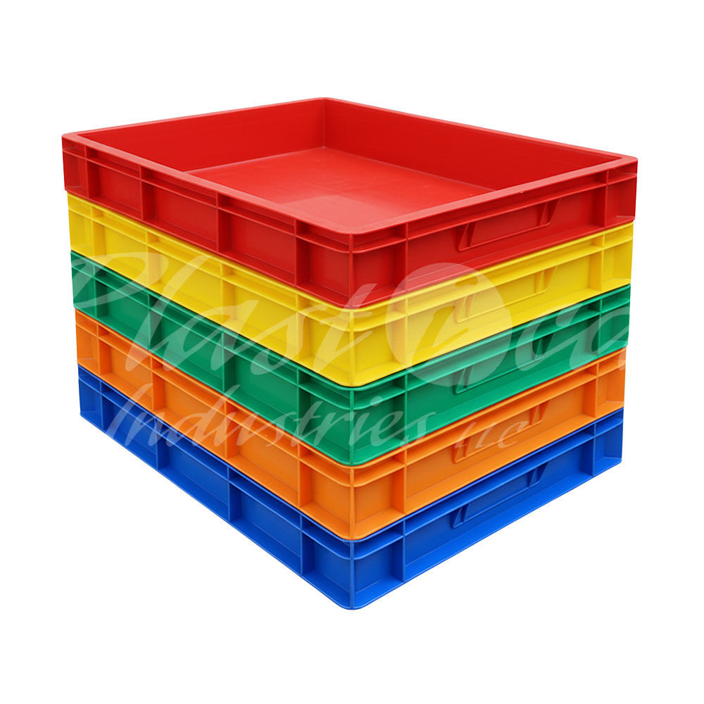 Plastic Storage Crate 600x400x80mm Stackable Food Grade Catering Crate, Heavy Duty