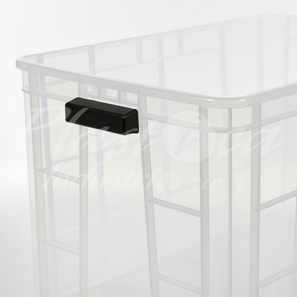 Plastic Heavy Duty Storage Crate Bin with Lid & Handles for easy lifting 600x400x350mm Stackable Food Grade Crate - Clear to check content