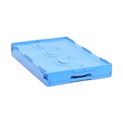 Long Lasting Foldable Closed Plastic Storage Crate Box 600 x 400 x 340 mm (±5mm) – Collapsible Folding Stackable Storage Basket with Reinforced Walls Handle and Anti-Slip Base for Food Transport Industrial and Home Storage