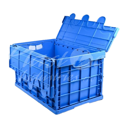 Foldable Plastic Storage Crate 600x400x340mm – Collapsible Stackable Box with Reinforced Walls, Handles & Anti-Slip Base for Food & Industrial Storage