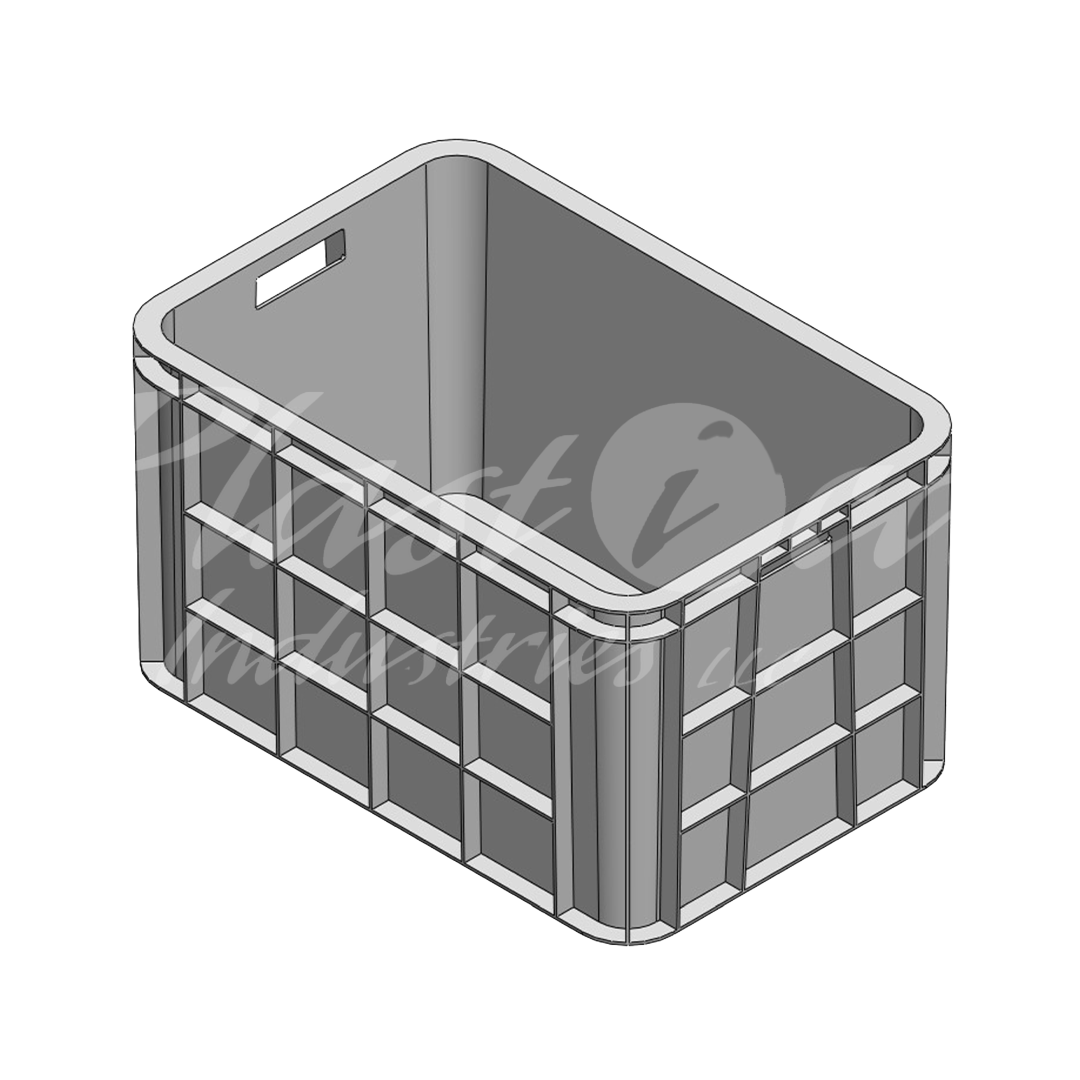 Plastic Storage Crate 600x400x350mm Stackable Food Grade Fish Crate Heavy Duty