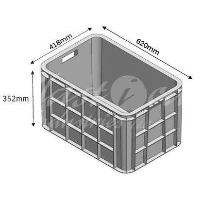 Plastic Storage Crate 600x400x350mm Stackable Food Grade Fish Crate Heavy Duty