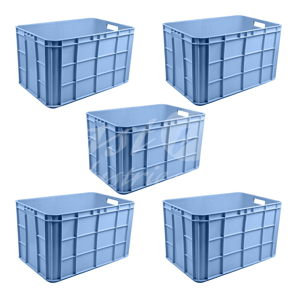Plastic Storage Crate 600x400x350mm Stackable Food Grade Fish Crate Heavy Duty