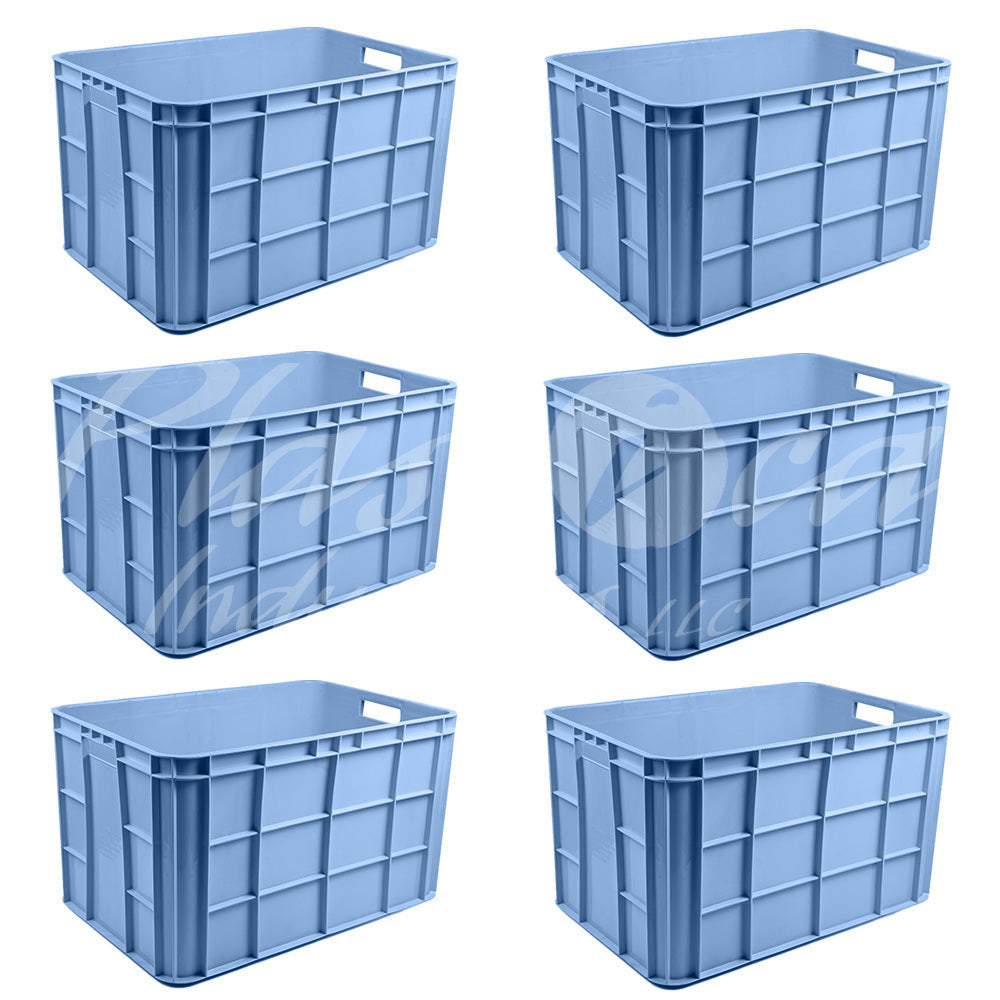 Plastic Storage Crate 600x400x350mm Stackable Food Grade Fish Crate Heavy Duty