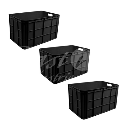 Plastic Storage Crate 600x400x350mm Stackable Food Grade Fish Crate Heavy Duty