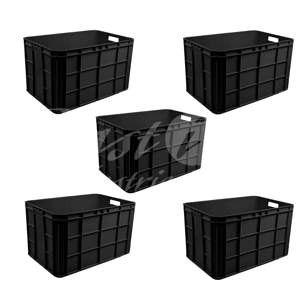Plastic Storage Crate 600x400x350mm Stackable Food Grade Fish Crate Heavy Duty