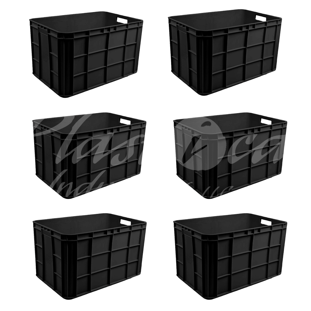 Plastic Storage Crate 600x400x350mm Stackable Food Grade Fish Crate Heavy Duty