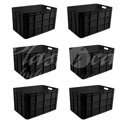 Plastic Storage Crate 600x400x350mm Stackable Food Grade Fish Crate Heavy Duty