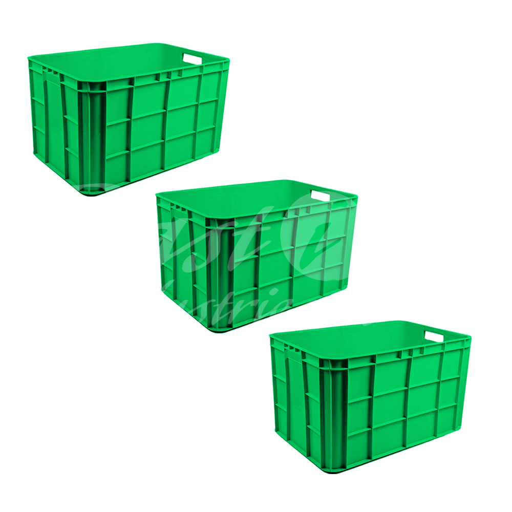 Plastic Storage Crate 600x400x350mm Stackable Food Grade Fish Crate Heavy Duty