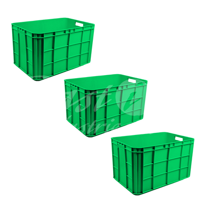 Plastic Storage Crate 600x400x350mm Stackable Food Grade Fish Crate Heavy Duty