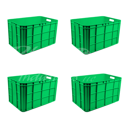 Plastic Storage Crate 600x400x350mm Stackable Food Grade Fish Crate Heavy Duty