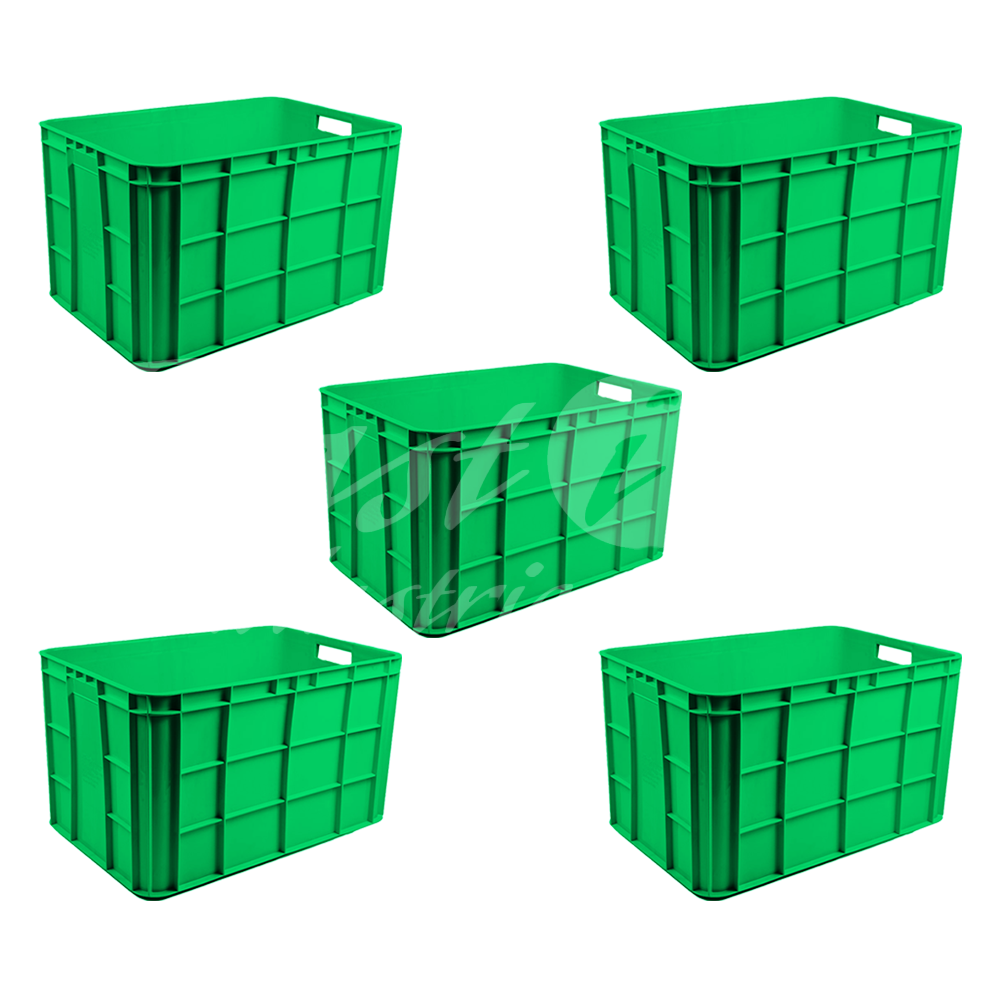 Plastic Storage Crate 600x400x350mm Stackable Food Grade Fish Crate Heavy Duty