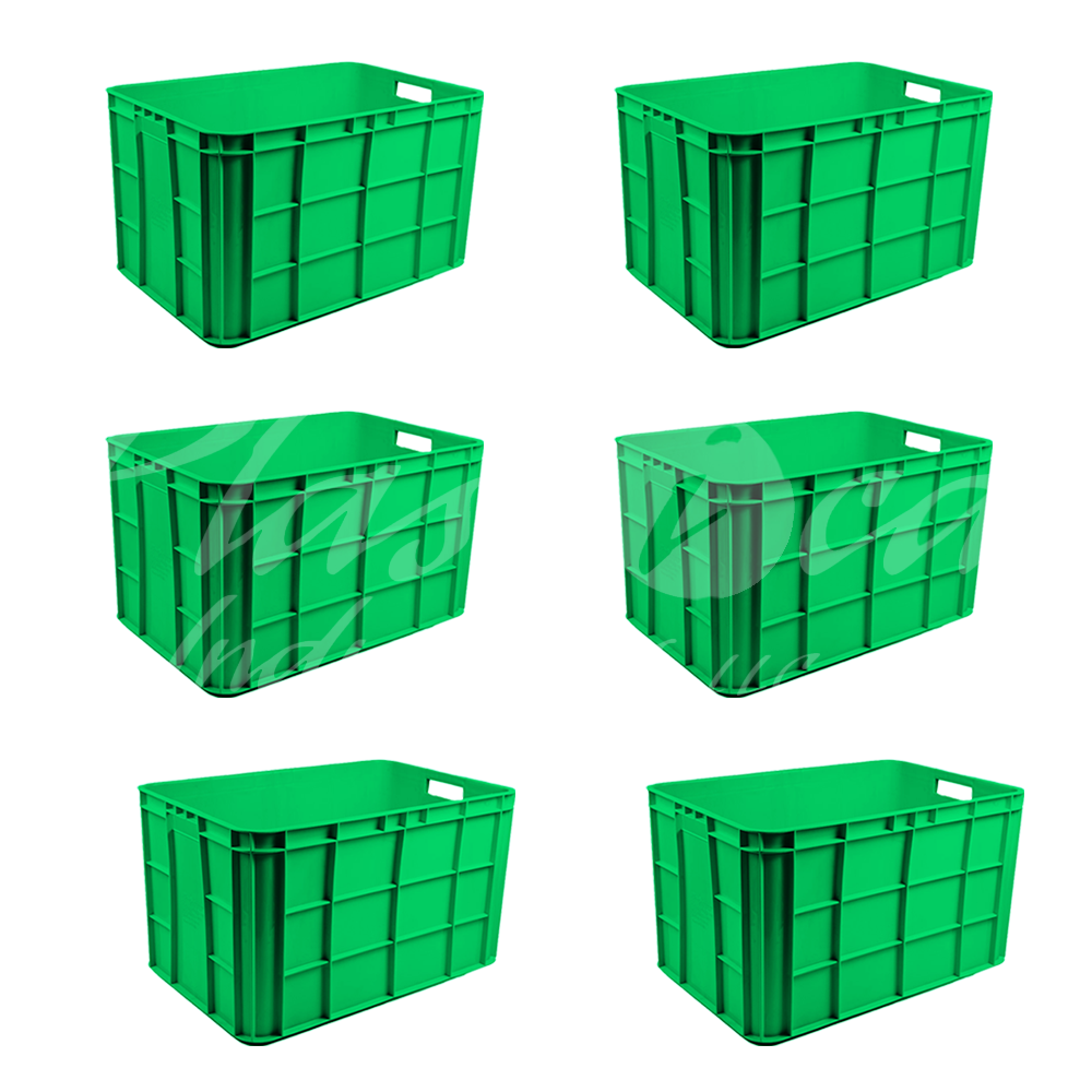 Plastic Storage Crate 600x400x350mm Stackable Food Grade Fish Crate Heavy Duty