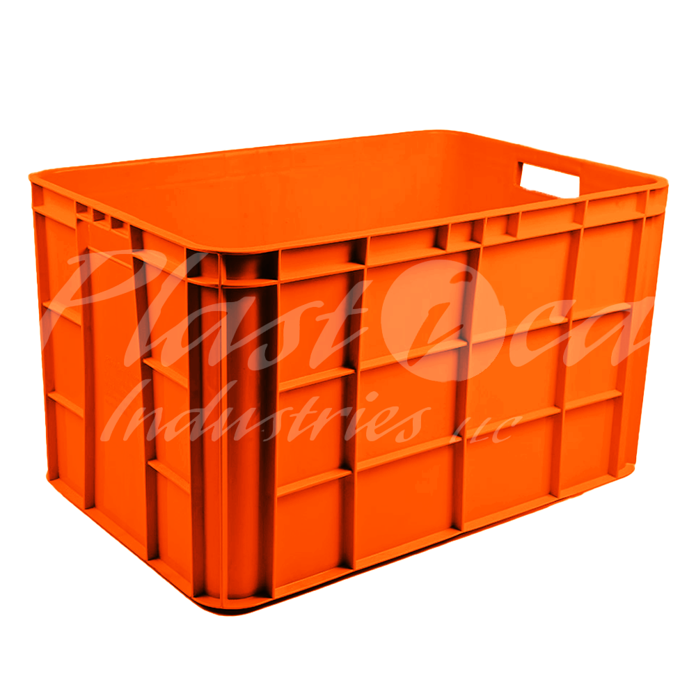 Plastic Storage Crate 600x400x350mm Stackable Food Grade Fish Crate Heavy Duty