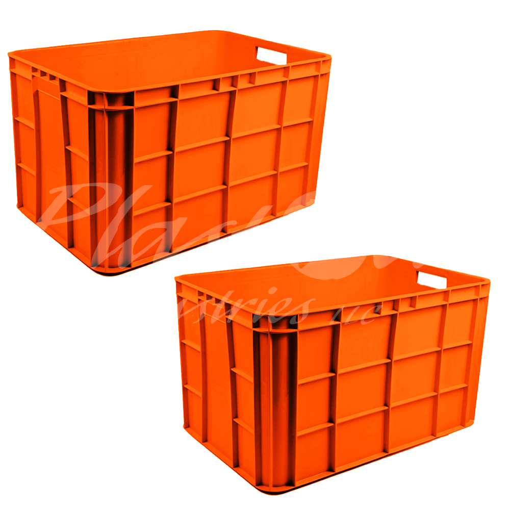 Plastic Storage Crate 600x400x350mm Stackable Food Grade Fish Crate Heavy Duty