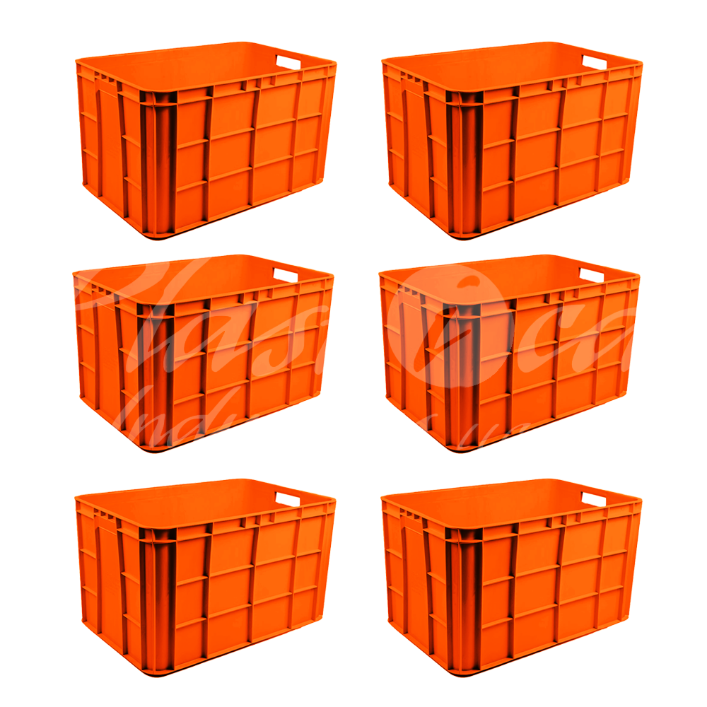 Plastic Storage Crate 600x400x350mm Stackable Food Grade Fish Crate Heavy Duty
