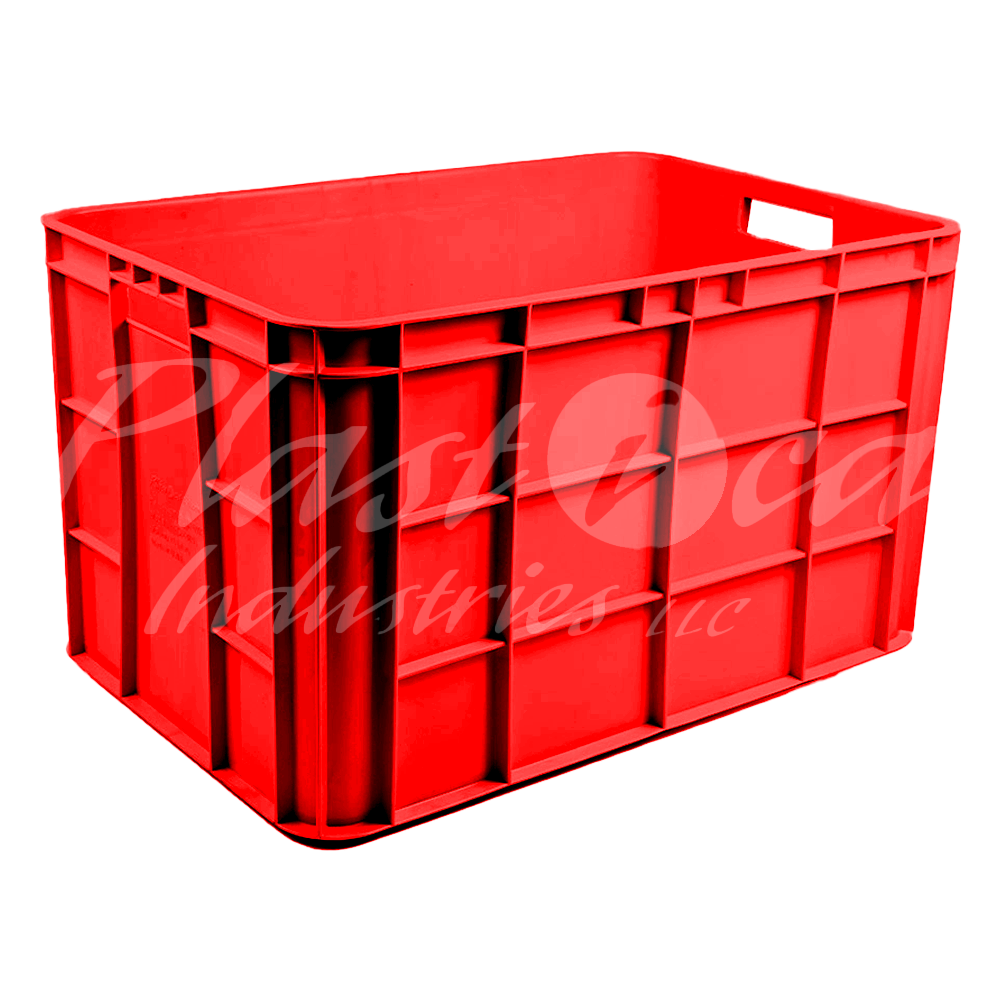 Plastic Storage Crate 600x400x350mm Stackable Food Grade Fish Crate Heavy Duty