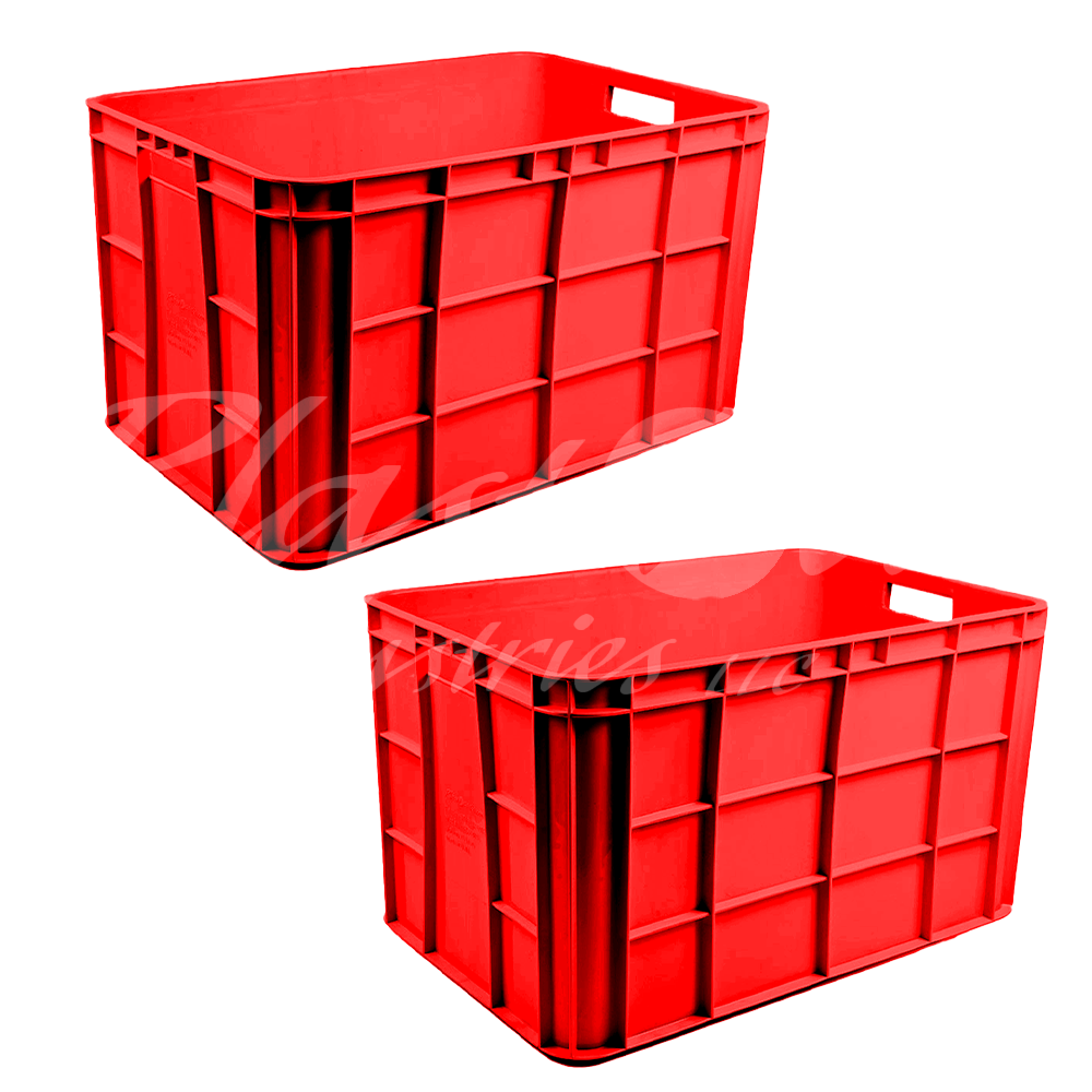 Plastic Storage Crate 600x400x350mm Stackable Food Grade Fish Crate Heavy Duty