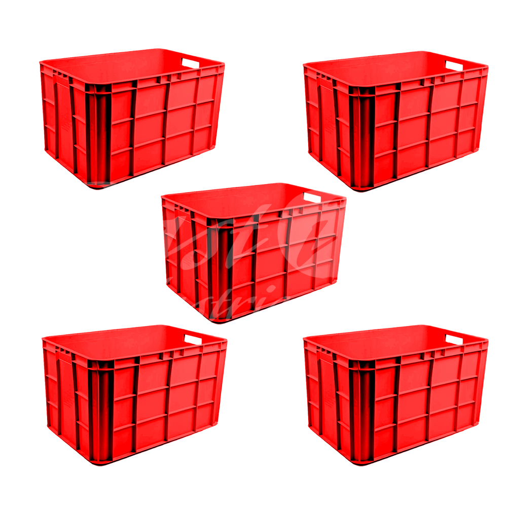 Plastic Storage Crate 600x400x350mm Stackable Food Grade Fish Crate Heavy Duty