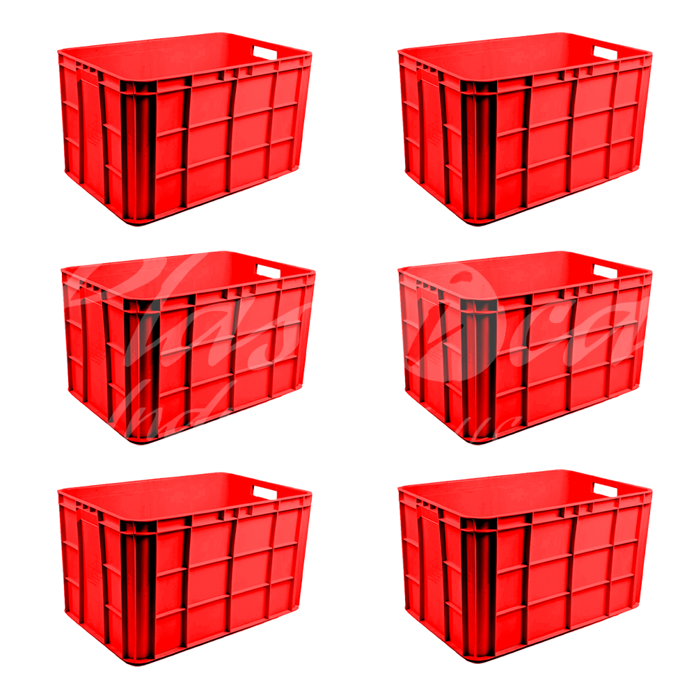 Plastic Storage Crate 600x400x350mm Stackable Food Grade Fish Crate Heavy Duty