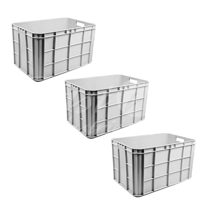 Plastic Storage Crate 600x400x350mm Stackable Food Grade Fish Crate Heavy Duty