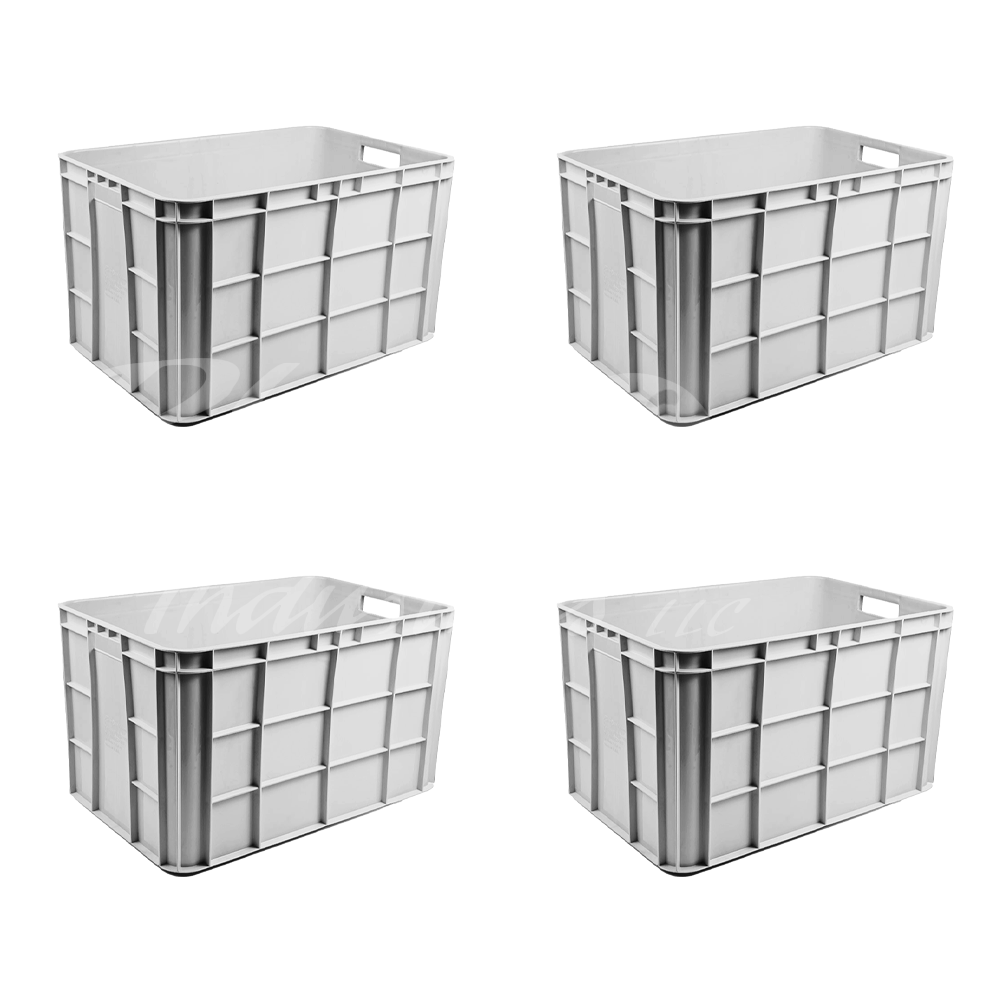 Plastic Storage Crate 600x400x350mm Stackable Food Grade Fish Crate Heavy Duty