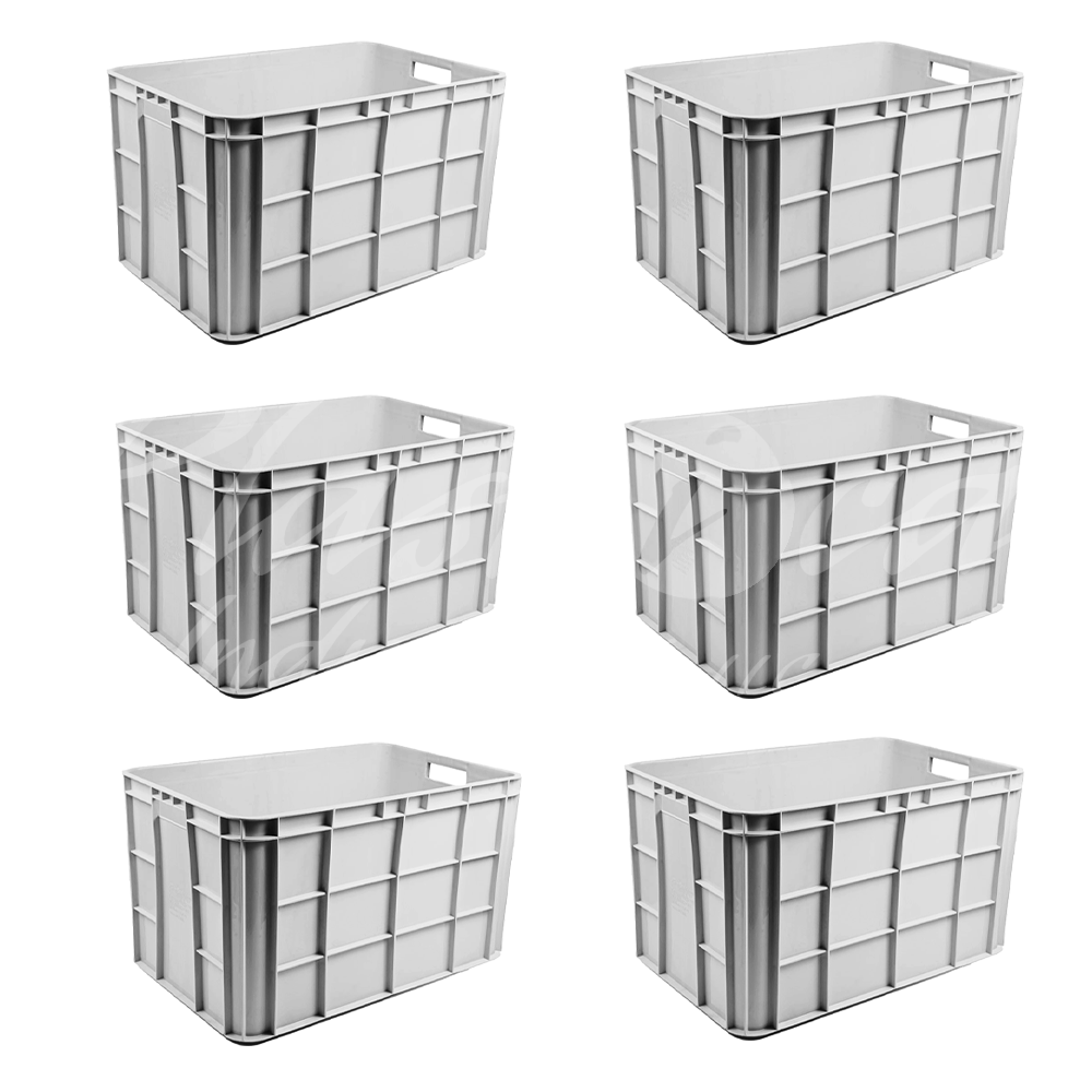 Plastic Storage Crate 600x400x350mm Stackable Food Grade Fish Crate Heavy Duty