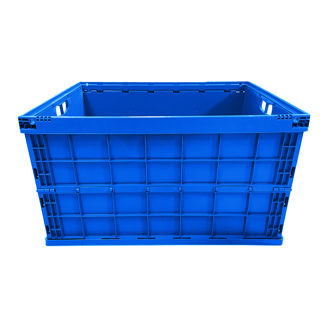 Long Lasting Folding Storage Box 800×600×450mm – Large Collapsible Closed Plastic Crate, Foldable Logistics Container, Warehouse Bulk Bin, Collapsing Storage Crate for Transport & Organization