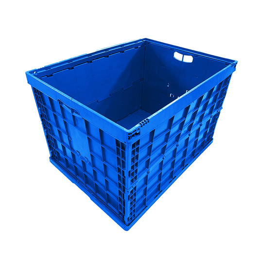 Long Lasting Foldable Storage Box 800×600×530mm – Extra Large Collapsible Closed Plastic Crate, Foldable Bulk Container, Warehouse Storage Bin, Collapsing Crate for Industrial Transport & Organization