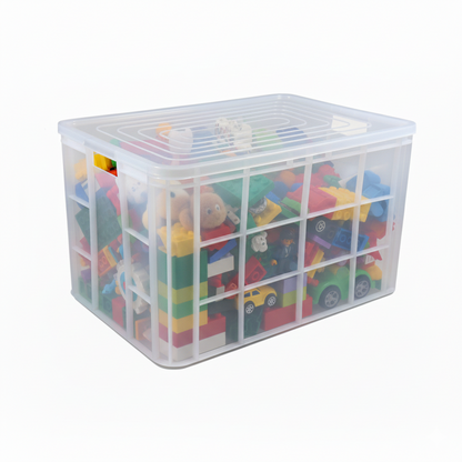 Clear Storage Box With Dust Lid Stackable Box Reinforced Walls Anti-Slip Grid Base Box for Storage Transport – 600 x 400 x 350 mm 72 L