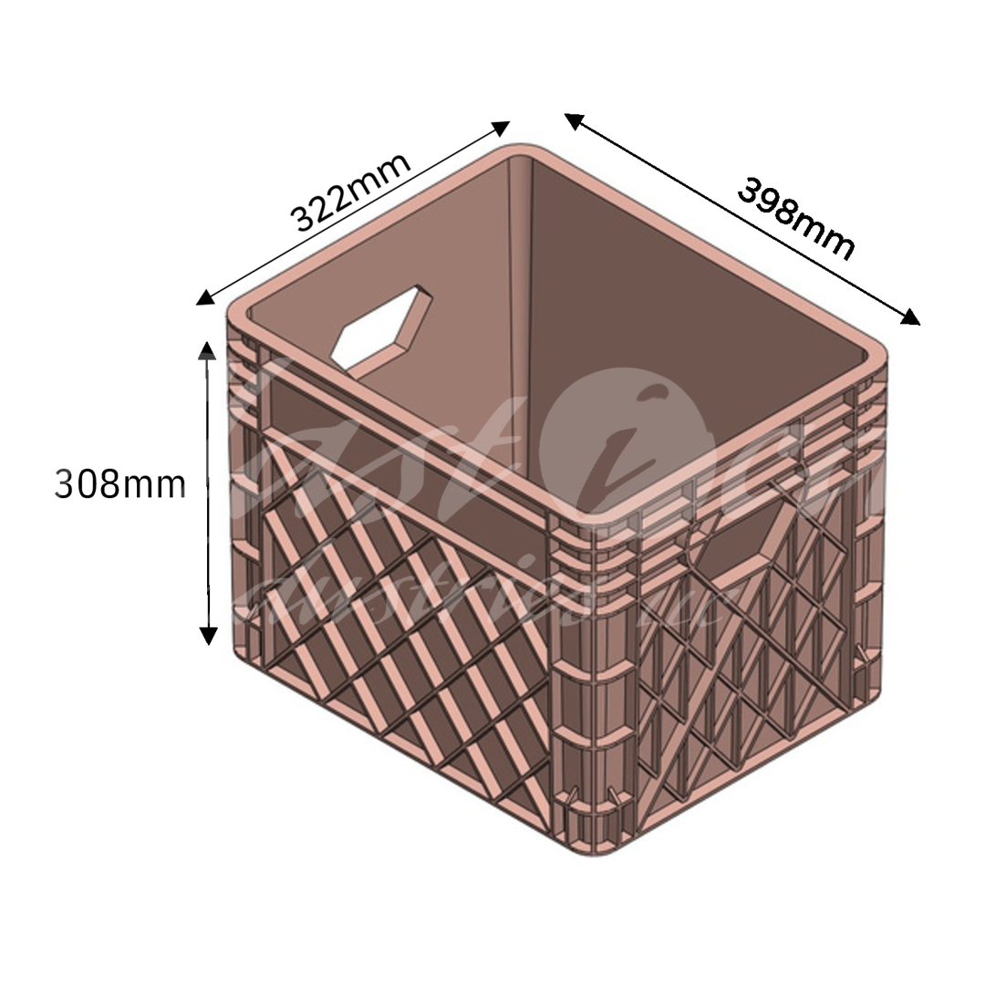 Plastic Storage Crate 400x320x300mm Stackable Food Grade Milk Crate Heavy Duty