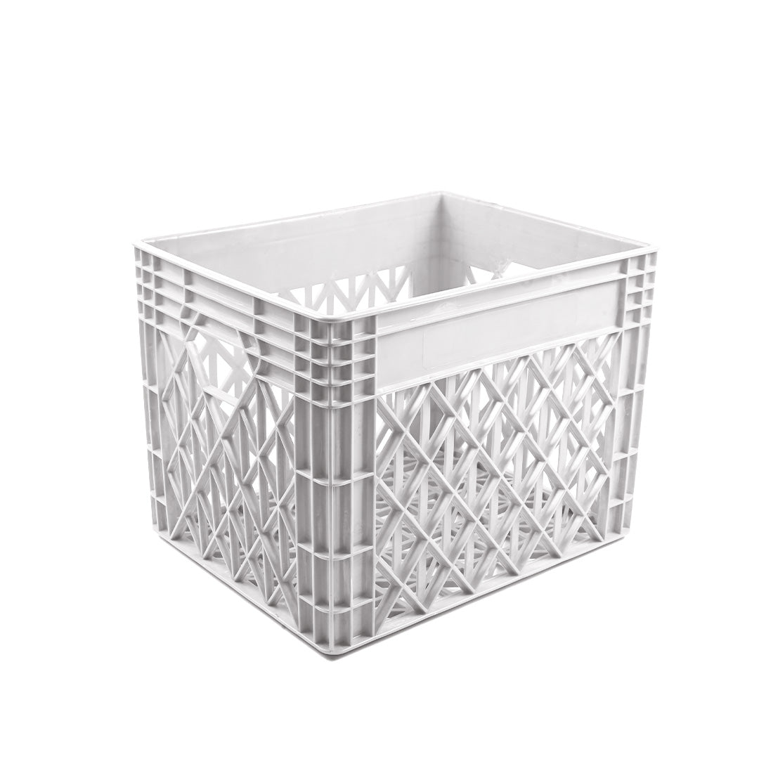 Milk Crate Storage Crate Storage Box Organizer Bin Stackable Basket Heavy Duty Reinforced Walls Anti-Slip Grid Base UV Stabilized Fade-Resistant Easy Handling for Dairy Food Storage Transport – 400 x 300 x 300 mm 36 L - Ethic Solutions -