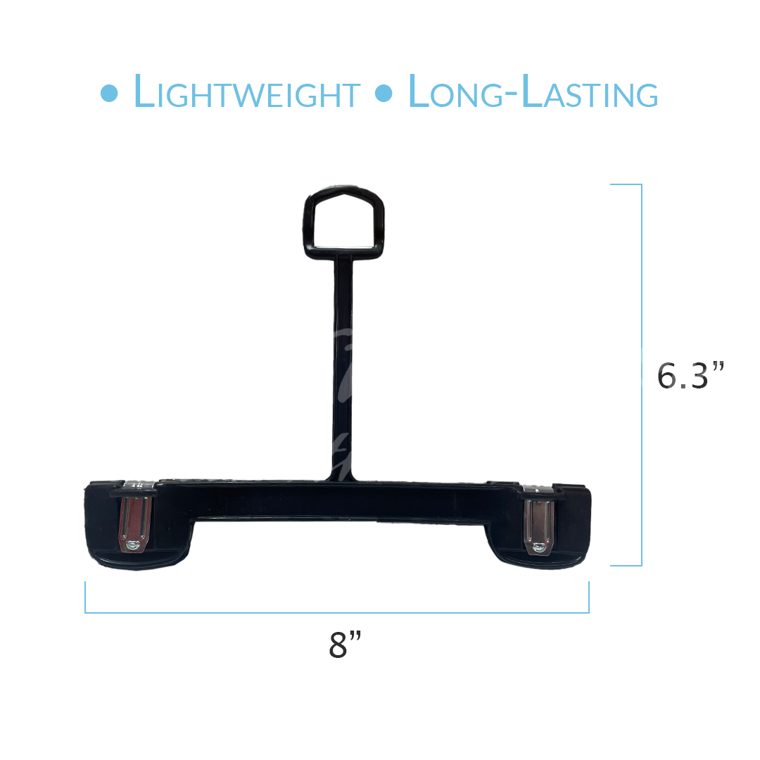 8 INCH PLASTIC BOTTOM HANGERS WITH LOOP & METAL CLIPS 500 BOX - NB 1104