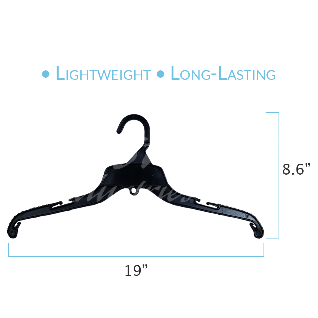 19 INCH PLASTIC TOP HANGERS 250 BOX - NB 19