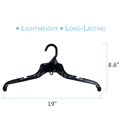 19 INCH PLASTIC TOP HANGERS 250 BOX - NB 19