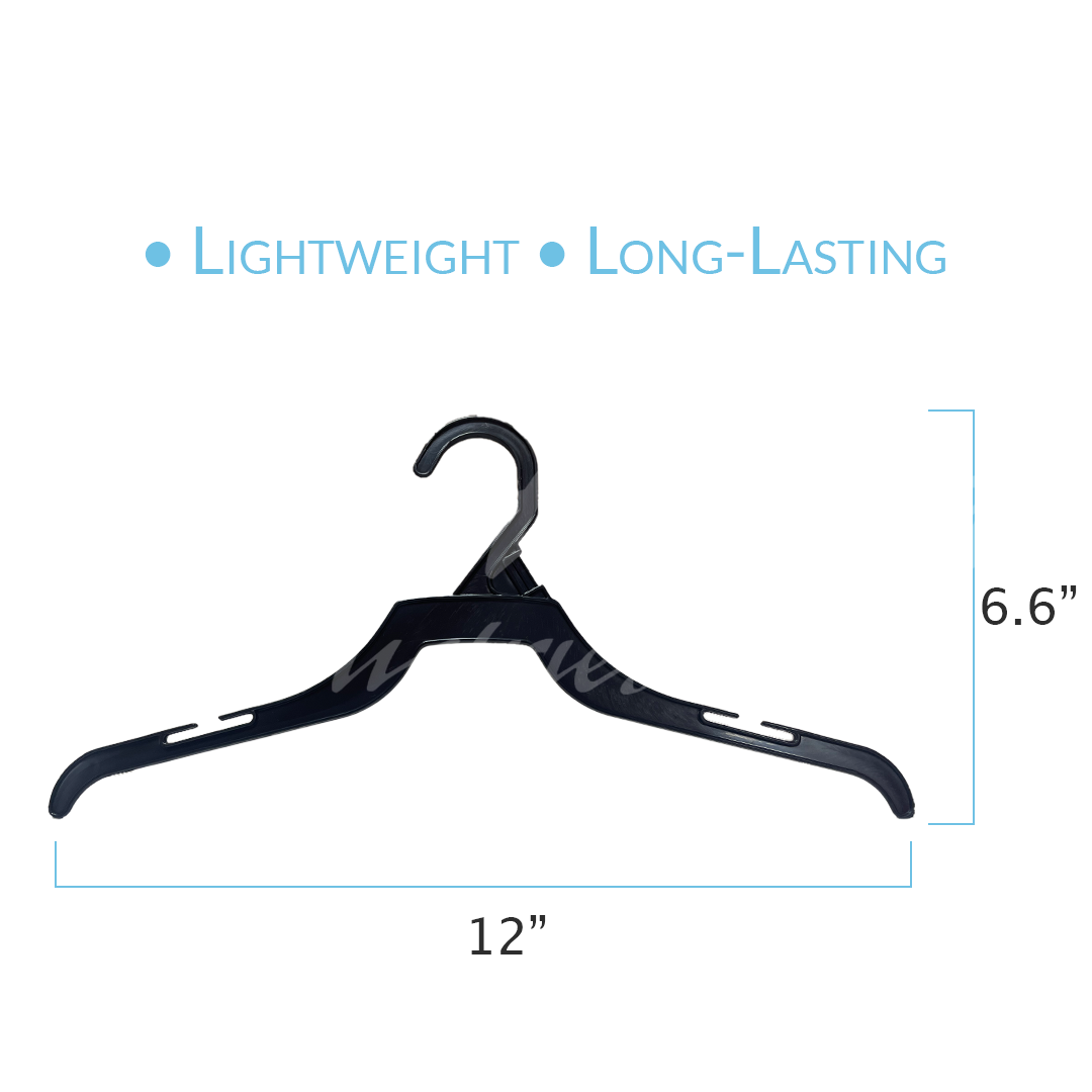 12 INCH PLASTIC TOP HANGERS 500 BOX - NB W226