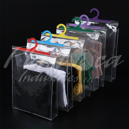 T-Shirt & Shirt Packing Bags with Hanging Hook – Plastic Garment Cover Bags, Hanger Type Apparel Packaging, Custom Sizes & Designs