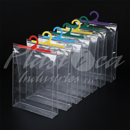 T-Shirt & Shirt Packing Bags with Hanging Hook – Plastic Garment Cover Bags, Hanger Type Apparel Packaging, Custom Sizes & Designs