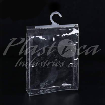T-Shirt & Shirt Packing Bags with Hanging Hook – Plastic Garment Cover Bags, Hanger Type Apparel Packaging, Custom Sizes & Designs