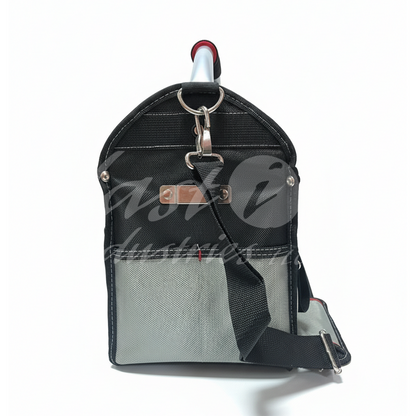 12 Inch Heavy Duty Tool Bag – Open Top Electrician Tool Bag with 13 Exterior Pockets, Steel Handle, Removable Shoulder Strap & Divider System