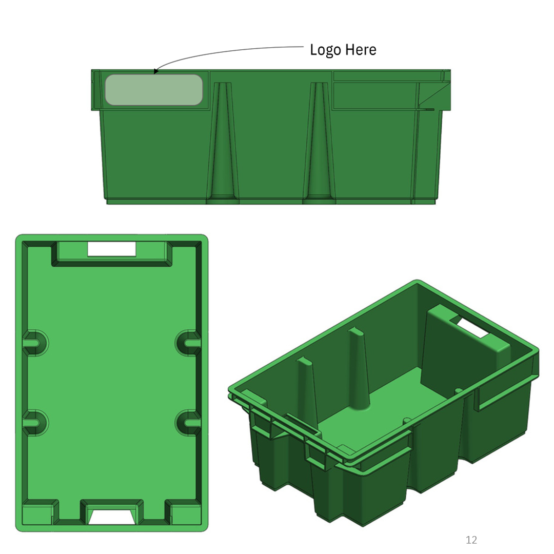 Vegetable / Date Crate with Post Storage Crate Storage Box Organizer Bin Stackable Basket Heavy Duty Reinforced Walls Anti-Slip Grid Base UV Stabilized Fade-Resistant Easy Handling for Vegetables Food Storage Transport – 580 x 380 x 220 mm 49 Liters - Ethic Solutions -