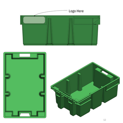 Vegetable / Date Crate with Post Storage Crate Storage Box Organizer Bin Stackable Basket Heavy Duty Reinforced Walls Anti-Slip Grid Base UV Stabilized Fade-Resistant Easy Handling for Vegetables Food Storage Transport – 580 x 380 x 220 mm 49 Liters - Ethic Solutions -
